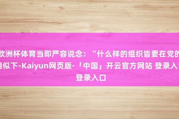 欧洲杯体育当即严容说念：“什么样的组织皆要在党的相似下-Kaiyun网页版·「中国」开云官方网站 登录入口
